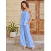 imageANRABESS 2 Piece Sets for Women Summer Casual Lounge Spaghetti Strap Top Wide Leg Pants Set Vacation Beach Travel OutfitsSky Blue