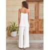 imageANRABESS 2 Piece Sets for Women Summer Casual Lounge Spaghetti Strap Top Wide Leg Pants Set Vacation Beach Travel OutfitsWhite