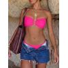 imageANRABESS Bikini Sets for Women Bandeau O Ring 2 Piece Swimsuit Floral Halter Tie Back Bathing Suit 2026 Summer Beach SwimwearHot Pink