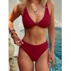 imageANRABESS Bikini Sets for Women V Neck Knot Front Two Piece Swimsuits Bathing Suit 2026 Summer Beach Sexy SwimwearRed