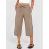 imageANRABESS Capris Pants for Women Summer Casual Loose Drawstring Elastic High Waist Straight 2026 Lounge Beach Cropped Trousers Large Khaki