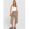 imageANRABESS Capris Pants for Women Summer Casual Loose Drawstring Elastic High Waist Straight 2026 Lounge Beach Cropped Trousers Large Khaki