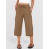 imageANRABESS Capris Pants for Women Summer Casual Loose Drawstring Elastic High Waist Straight 2026 Lounge Beach Cropped TrousersBrown