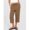 imageANRABESS Capris Pants for Women Summer Casual Loose Drawstring Elastic High Waist Straight 2026 Lounge Beach Cropped TrousersBrown