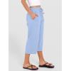 imageANRABESS Capris Pants for Women Summer Casual Loose Drawstring Elastic High Waist Straight 2026 Lounge Beach Cropped TrousersSky Blue