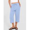 imageANRABESS Capris Pants for Women Summer Casual Loose Drawstring Elastic High Waist Straight 2026 Lounge Beach Cropped TrousersSky Blue