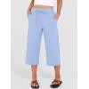 imageANRABESS Capris Pants for Women Summer Casual Loose Drawstring Elastic High Waist Straight 2026 Lounge Beach Cropped TrousersSky Blue