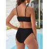 imageANRABESS High Waisted Bikini Sets for Women Tummy Control 2 Piece Swimsuits Ribbed Textured Bathing Suits Beach SwimwearBlack