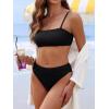 imageANRABESS High Waisted Bikini Sets for Women Tummy Control 2 Piece Swimsuits Ribbed Textured Bathing Suits Beach SwimwearBlack