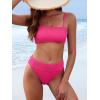 imageANRABESS High Waisted Bikini Sets for Women Tummy Control 2 Piece Swimsuits Ribbed Textured Bathing Suits Beach SwimwearHot Pink