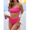 imageANRABESS High Waisted Bikini Sets for Women Tummy Control 2 Piece Swimsuits Ribbed Textured Bathing Suits Beach SwimwearHot Pink