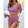 imageANRABESS High Waisted Bikini Sets for Women Tummy Control 2 Piece Swimsuits Ribbed Textured Bathing Suits Beach SwimwearPurple