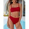 imageANRABESS High Waisted Bikini Sets for Women Tummy Control 2 Piece Swimsuits Ribbed Textured Bathing Suits Beach SwimwearRed