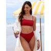 imageANRABESS High Waisted Bikini Sets for Women Tummy Control 2 Piece Swimsuits Ribbed Textured Bathing Suits Beach SwimwearRed