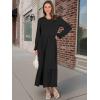 imageANRABESS Long Sleeve Midi Dresses for Women Casual 2026 Spring Crewneck A Line Tiered Flowy Loose Trendy Dresses with PocketsBlack