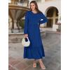 imageANRABESS Long Sleeve Midi Dresses for Women Casual 2026 Spring Crewneck A Line Tiered Flowy Loose Trendy Dresses with PocketsBlue