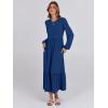 imageANRABESS Long Sleeve Midi Dresses for Women Casual 2026 Spring Crewneck A Line Tiered Flowy Loose Trendy Dresses with PocketsBlue