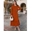 imageANRABESS Long Sleeve Midi Dresses for Women Casual 2026 Spring Crewneck A Line Tiered Flowy Loose Trendy Dresses with PocketsBrick Red