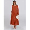 imageANRABESS Long Sleeve Midi Dresses for Women Casual 2026 Spring Crewneck A Line Tiered Flowy Loose Trendy Dresses with PocketsBrick Red