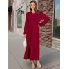 imageANRABESS Long Sleeve Midi Dresses for Women Casual 2026 Spring Crewneck A Line Tiered Flowy Loose Trendy Dresses with PocketsBurgundy