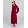 imageANRABESS Long Sleeve Midi Dresses for Women Casual 2026 Spring Crewneck A Line Tiered Flowy Loose Trendy Dresses with PocketsBurgundy