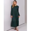 imageANRABESS Long Sleeve Midi Dresses for Women Casual 2026 Spring Crewneck A Line Tiered Flowy Loose Trendy Dresses with PocketsDark Green