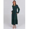 imageANRABESS Long Sleeve Midi Dresses for Women Casual 2026 Spring Crewneck A Line Tiered Flowy Loose Trendy Dresses with PocketsDark Green