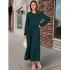 imageANRABESS Long Sleeve Midi Dresses for Women Casual 2026 Spring Crewneck A Line Tiered Flowy Loose Trendy Dresses with PocketsDark Green