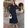 imageANRABESS Long Sleeve Midi Dresses for Women Casual 2026 Spring Crewneck A Line Tiered Flowy Loose Trendy Dresses with PocketsDark Navy Blue