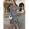 imageANRABESS Long Sleeve Midi Dresses for Women Casual 2026 Spring Crewneck A Line Tiered Flowy Loose Trendy Dresses with PocketsFloral Black