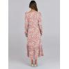 imageANRABESS Long Sleeve Midi Dresses for Women Casual 2026 Spring Crewneck A Line Tiered Flowy Loose Trendy Dresses with PocketsFloral Pink