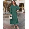 imageANRABESS Long Sleeve Midi Dresses for Women Casual 2026 Spring Crewneck A Line Tiered Flowy Loose Trendy Dresses with PocketsGrass Green