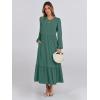 imageANRABESS Long Sleeve Midi Dresses for Women Casual 2026 Spring Crewneck A Line Tiered Flowy Loose Trendy Dresses with PocketsGrass Green