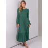 imageANRABESS Long Sleeve Midi Dresses for Women Casual 2026 Spring Crewneck A Line Tiered Flowy Loose Trendy Dresses with PocketsGrass Green