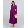 imageANRABESS Long Sleeve Midi Dresses for Women Casual 2026 Spring Crewneck A Line Tiered Flowy Loose Trendy Dresses with PocketsPurple
