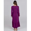 imageANRABESS Long Sleeve Midi Dresses for Women Casual 2026 Spring Crewneck A Line Tiered Flowy Loose Trendy Dresses with PocketsPurple