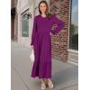 imageANRABESS Long Sleeve Midi Dresses for Women Casual 2026 Spring Crewneck A Line Tiered Flowy Loose Trendy Dresses with PocketsPurple