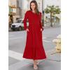imageANRABESS Long Sleeve Midi Dresses for Women Casual 2026 Spring Crewneck A Line Tiered Flowy Loose Trendy Dresses with PocketsRed