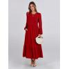 imageANRABESS Long Sleeve Midi Dresses for Women Casual 2026 Spring Crewneck A Line Tiered Flowy Loose Trendy Dresses with PocketsRed
