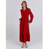 imageANRABESS Long Sleeve Midi Dresses for Women Casual 2026 Spring Crewneck A Line Tiered Flowy Loose Trendy Dresses with PocketsRed