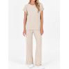 imageANRABESS Lounge Sets For Women Summer Rib Knit 2 Piece Pajama Sets 2026 Casual Spring Beach Vacation Outfits Airport ClothesLight Khaki