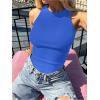 imageANRABESS Sleeveless Tank Tops for Women High Neck Racerback Ribbed Knit Top Summer 2026 Casual Basic Slim Fit Workout ShirtsBlue