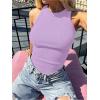 imageANRABESS Sleeveless Tank Tops for Women High Neck Racerback Ribbed Knit Top Summer 2026 Casual Basic Slim Fit Workout ShirtsLight Purple