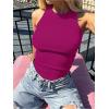 imageANRABESS Sleeveless Tank Tops for Women High Neck Racerback Ribbed Knit Top Summer 2026 Casual Basic Slim Fit Workout ShirtsPurple Red