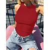 imageANRABESS Sleeveless Tank Tops for Women High Neck Racerback Ribbed Knit Top Summer 2026 Casual Basic Slim Fit Workout ShirtsRed