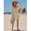 imageANRABESS Swimsuit Cover Up for Women Crochet Bathing Suit 2026 Summer Swimwear V Neck Mesh Knit Dress Beach Vacation ClothesBeige