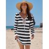 imageANRABESS Swimsuit Cover Up for Women Crochet Bathing Suit 2026 Summer Swimwear V Neck Mesh Knit Dress Beach Vacation ClothesBlack White Stripe