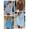 imageANRABESS Swimsuit Cover Up for Women Crochet Bathing Suit 2026 Summer Swimwear V Neck Mesh Knit Dress Beach Vacation ClothesBrown