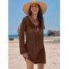 imageANRABESS Swimsuit Cover Up for Women Crochet Bathing Suit 2026 Summer Swimwear V Neck Mesh Knit Dress Beach Vacation ClothesBrown