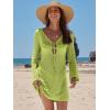 imageANRABESS Swimsuit Cover Up for Women Crochet Bathing Suit 2026 Summer Swimwear V Neck Mesh Knit Dress Beach Vacation ClothesNeon Green